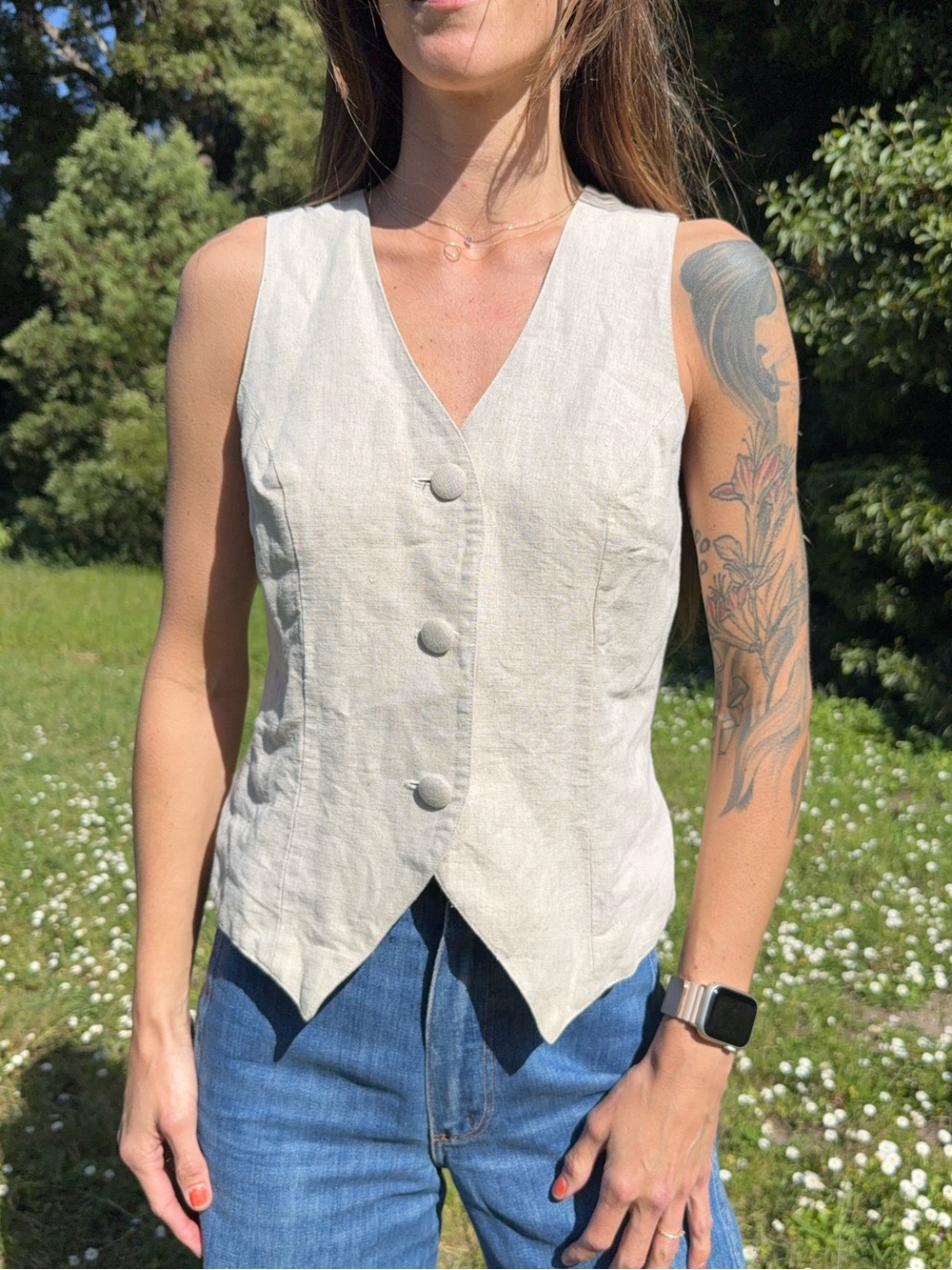 Vintage linen blend vest